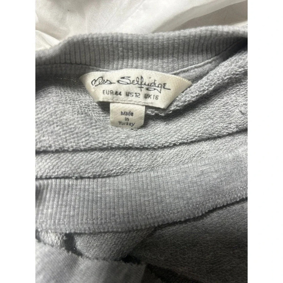 Miss Selfridge Women’s Cut Out V-Neck Sweatshirt Shirt Size 12 Grey - Picture 11 of 13